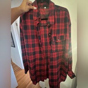 Red & Black Plaid Button-Up Shirt NEW